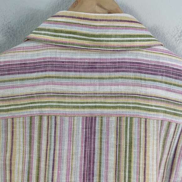 Coldwater Creek Womens Plus 1X Striped Button Up Shirt Linen Blend Long Sleeve - Picture 10 of 11